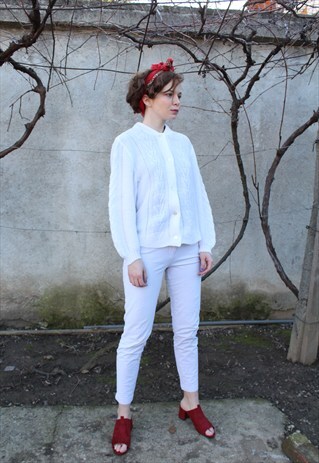 80S WHITE KNITTED CARDIGAN