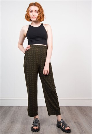 VINTAGE 90'S GREEN GRUNGE STYLE LOOSE FIT TROUSERS