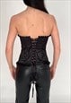 Y2K SECRET POSSESSIONS BLACK FRILL SATIN HOOK & EYE CORSET