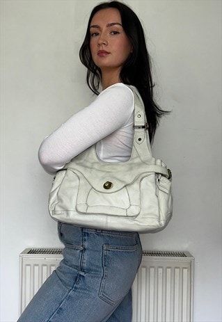 White Leather Vintage Shoulder Bag