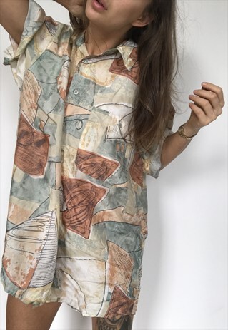 PATTERNED OVERSIZED RETRO VINTAGE UNISEX FESTIVAL SHIRT
