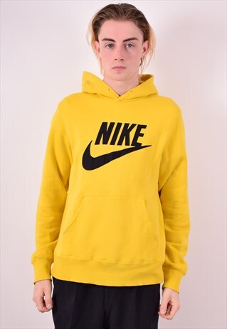 NIKE MENS VINTAGE HOODIE JUMPER MEDIUM YELLOW 90S