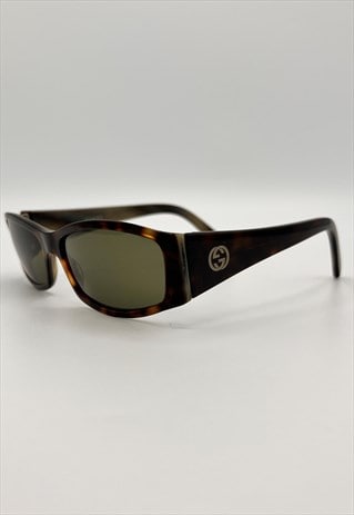 Gucci Sunglasses Rectangle Brown Tortoiseshell Gold GG Logo 