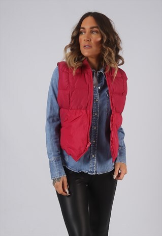 VINTAGE EDDIE BAUER GILET JACKET FITTED PINK UK 12 (LAE)