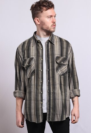 VINTAGE CORDUROY CORD STRIPED SHIRT