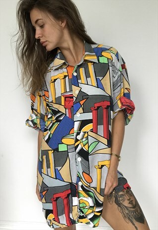 PATTERNED OVERSIZED RETRO VINTAGE UNISEX FESTIVAL SHIRT