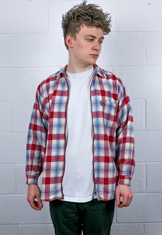 VINTAGE CHECK FLANNEL ZIP SHIRT