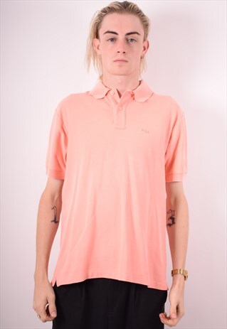 FILA MENS VINTAGE POLO SHIRT MEDIUM PINK 90S