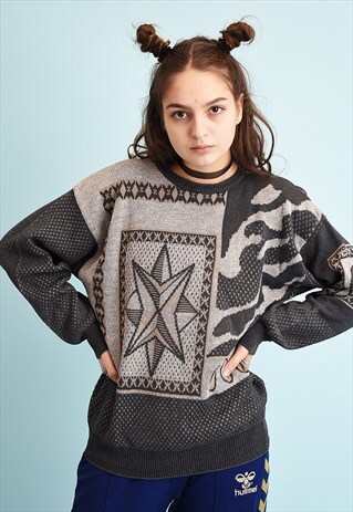 90'S RETRO JAZZY OVERSIZED DADS KNIT JUMPER