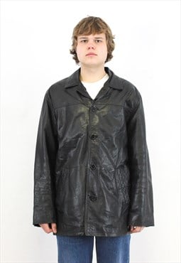 HOLLOWAY UK 40 US Leather EU 50 Over Coat Jacket Blazer Top