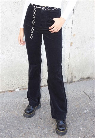 CORDUROY FLARED TROUSERS - BLACK