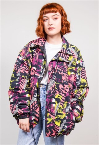 VINTAGE 90'S CRAZY PATTERN SKI COAT