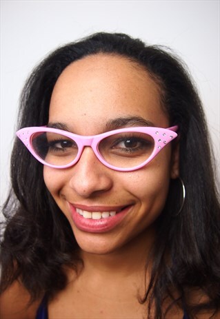 BABY PINK CLEAR LENS CAT EYE
