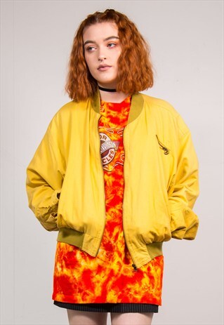 VINTAGE 90'S BRIGHT YELLOW BOMBER STYLE JACKET