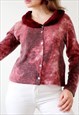ITALIAN VINTAGE FAUX FUR COLLAR CARDIGAN COLLARED KNIT TOP