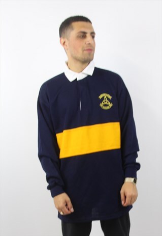 VINTAGE NAVY STRIPED SPORT POLO SHIRT