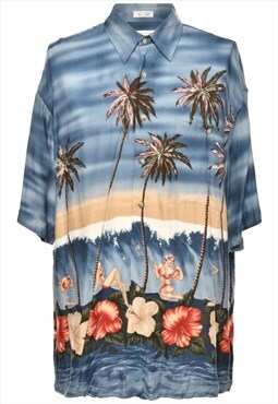 Vintage Pierre Cardin Multi-Colour Beach Print Hawaiian Shir