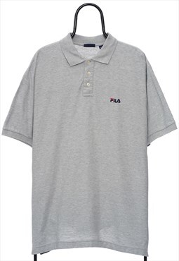 Vintage Fila Logo Grey Polo Shirt Mens
