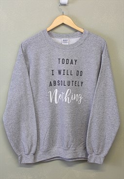 Vintage Graphic Sweatshirt Grey Pullover With Spell Out 