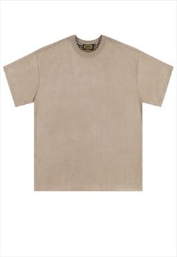 Velvet t-shirt solid colour tee grunge top in cream