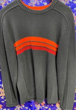Navy Gap Jumper with Red and Orange Stripe 1990's