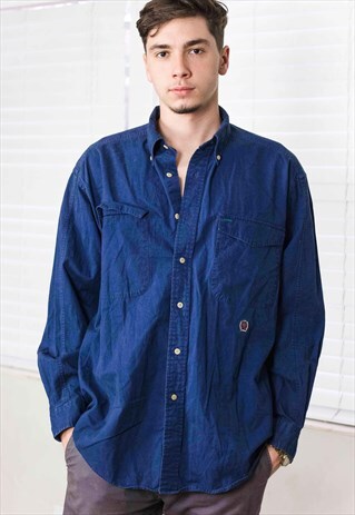 VINTAGE TOMMY HILFIGER SHIRT LOGO 90S L 14.3