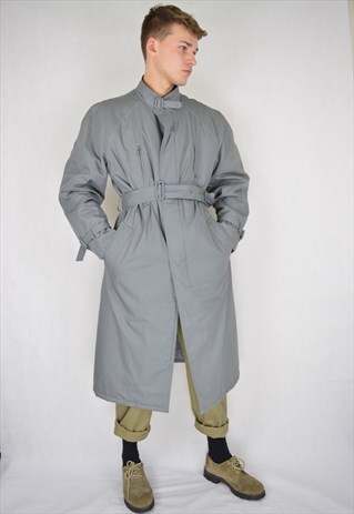 VINTAGE GREY OVERSIZE CLASSIC TRENCH COAT