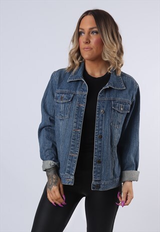 DENIM JACKET OVERSIZED FITTED VINTAGE UK 16 (DKEL)