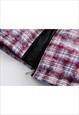 CHECKED PUFFER JACKET PADDED TIE-DYE BOMBER PLAID COAT RED
