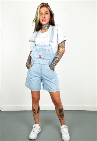 VINTAGE UNBRANDED SHORT DUNGAREES IN BLUE