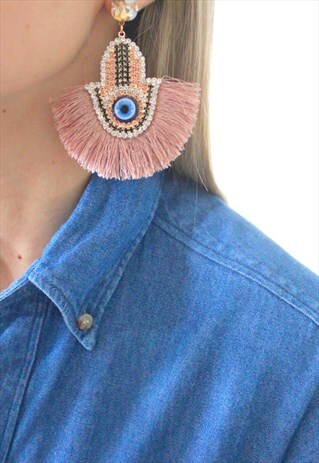 EARRINGS HAND OF FATMA FRINGE