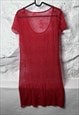 90S MINI SHEER RED FLIRTY DRESS - XS - S