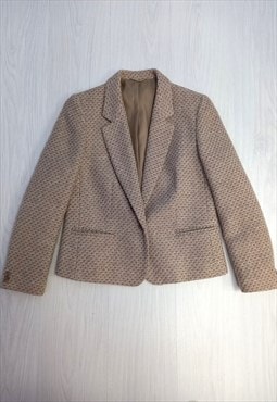 80's Vintage Blazer Jacket Light Brown Wool