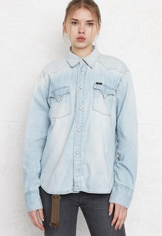VINTAGE BLUE LEE LONG SLEEVE DENIM SHIRT