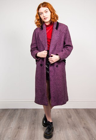 VINTAGE 80'S PINK PATTERN WINTER LONG COAT