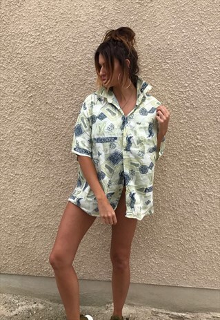 PATTERNED OVERSIZED RETRO VINTAGE UNISEX FESTIVAL SHIRT