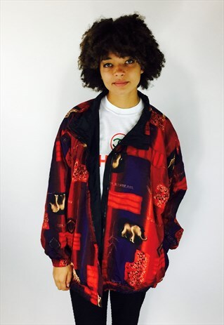 VINTAGE REVERSIBLE FESTIVAL 80S RAVE WINDBREAKER JACKET