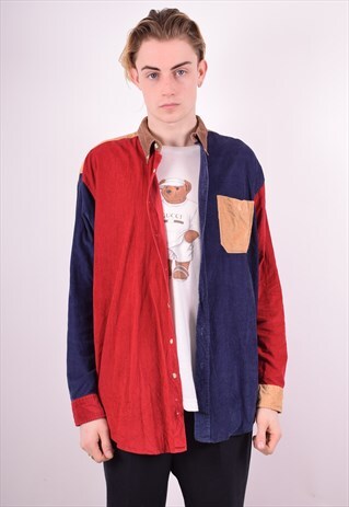 MENS VINTAGE CORDUROY SHIRT XL MULTI 90S