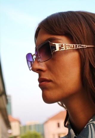 90S VINTAGE RARE NOS FENDI MONOGRAM PURPLE LENS SUNGLASSES