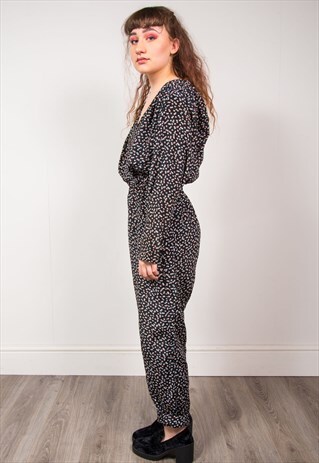 VINTAGE 90'S BLACK POLKA DOT JUMPSUIT
