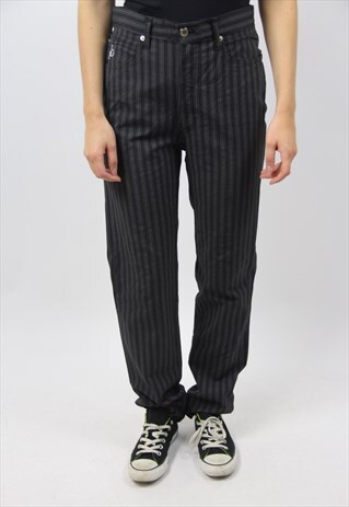 VINTAGE GREY PINSTRIPE TROUSERS