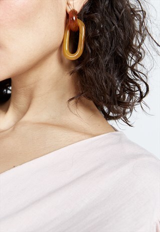 EMBARCADERO YELLOW DOOR KNOCKER ACETATE EARRINGS