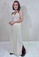 VINTAGE 80'S SHEER CREAM FULL LENGTH SLIP DRESS