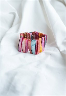 Vintage Faux Collar Asymmetric Stretchy Colourful Bracelet