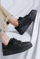 PLATFORM TRAINERS CHUNKY SOLE SNEAKERS SKATER SHOES BLACK 