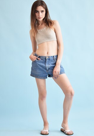 90'S RETRO REGULAR WAIST STONEWASH DENIM SHORTS