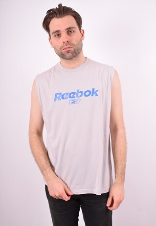 REEBOK MENS VINTAGE VEST TOP MEDIUM GREY 90'S