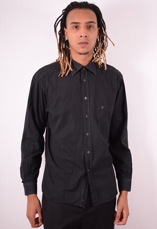 ROCCOBAROCCO MENS VINTAGE SHIRT LARGE BLACK 90S