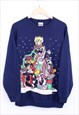 Vintage The Looney Tunes Christmas Sweatshirt Navy Retro