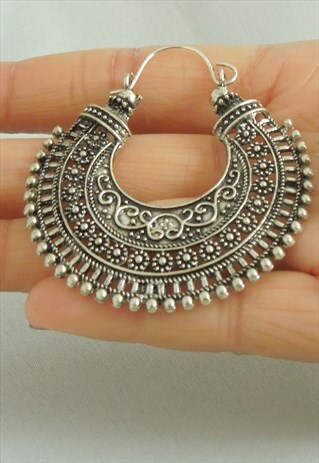 SILVER EVENING HOOP EARRINGS